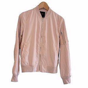 Zara Blush Pink Stretch Bomber Women’s XS Lightweight Pockets